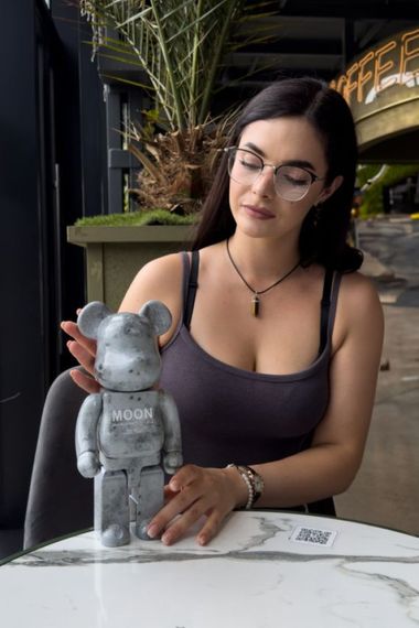 Bearbrick  NASA Moon дизайнерська статуетка ведмідь Беарбрік 28 см mb012 сіра