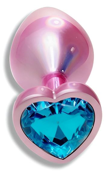 Анальная пробка EGZO Pink Perl Heart Plug S с кристаллом, розовая металлическая Sex Aura | Зображення 1