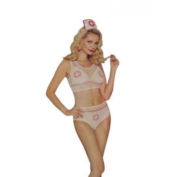Костюм Sunspice медсестра Білий+червоний 5 предметів S/M Sex Aura