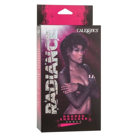 Болеро у сіточку з капюшоном CalExotics Hooded Shoulder Shrug, зі стразами, чорний | Зображення 3