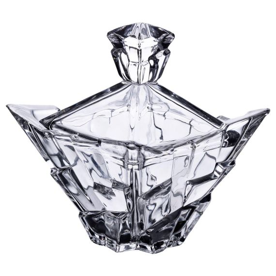 Цукорниця з кришкою 10×10×12 см ваза цукорниця квадратна скляна HP-4-118