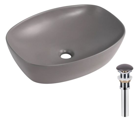 Раковина накладна Qtap Robin Stone grey, прямокутна, з донним клапаном QT04116302SG | Зображення 5