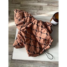 Брендовая зимняя куртка для собак BURBERRY с капюшоном, на змейке, коричневая