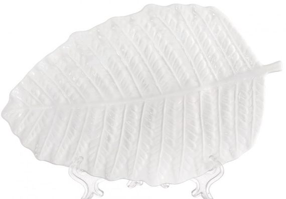 Набір 2 блюда сервірувальні "White City Лист" 33x22см, біла порцеляна | Зображення 1