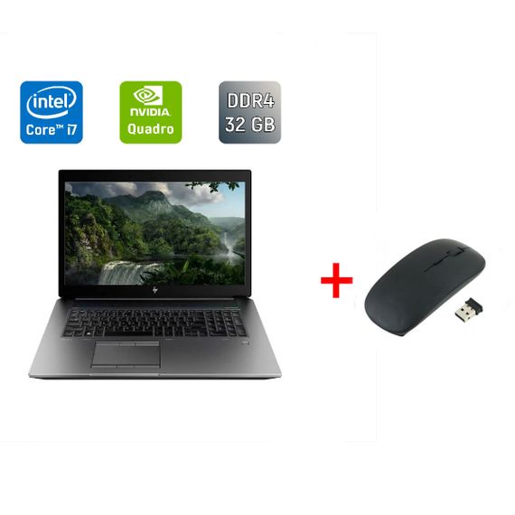 Мобильная рабочая станция HP zBook 17 G6 / 17.3" (1920x1080) IPS / Intel Core i7-9850H (6 (12) ядер по 2.6 - 4.6 GHz) / 32 GB DDR4 / 512 GB SSD / nVidia Quadro RTX 3000, 6 GB GDDR6, 192-bit / WebCam / TouchID / Windows 10 б/у + Подарок Мышь / USB