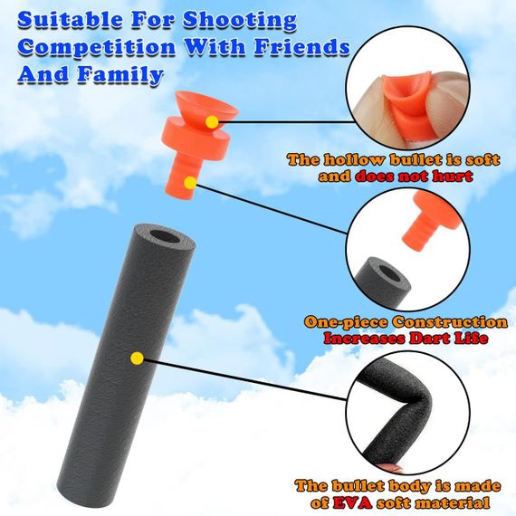 Патроны с присосками для NERF Игрушечные пули стрелы для бластеров Нерф EKIND Suction Foam Darts Black 10шт. | Зображення 3