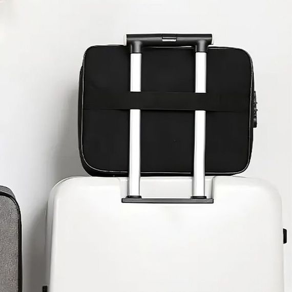 Дорожня сумка органайзер з кодовим замком (37х10,5х27см), Home Cleaning, Чорна / Сумка для зберігання документів | Зображення 1