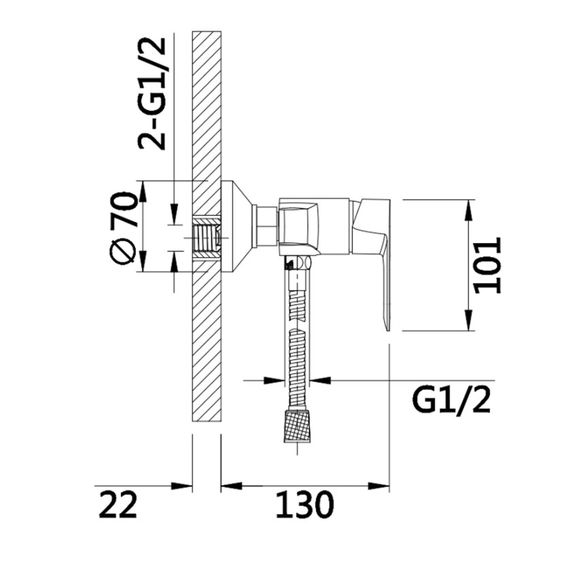 Смеситель для душа Lidz Latwa 010 (k40) LDLAT010CRM45416 | Зображення 1