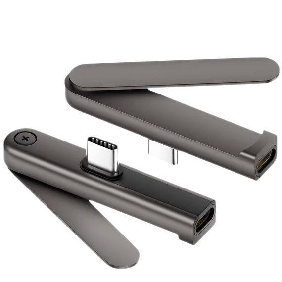 Адаптер перехідник USB Type-C на Type-C зі складаною підставкою black | Зображення 4
