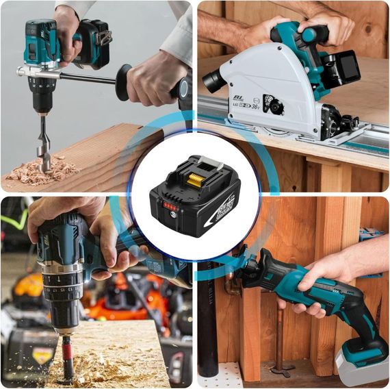 Аккумулятор Dosctt 18V 5500mAh для Makita BL1860B, BL1850B, BL1830B BL1840B LED-индикатор комплект 2 шт 5.5 Ah | Зображення 6