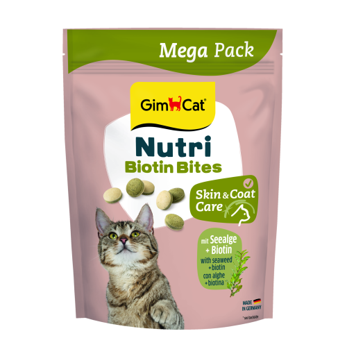 Вітаміни GimCat NUTRI BIOTIN BITES для кішок для поліпшення стану шерсті та шкіри 425г