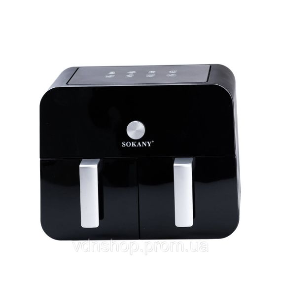 Аэрогриль-фритюрница SOKANY SK-10008 на 10 литров, два отделения 2400 Вт черная | Зображення 2