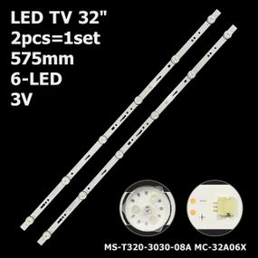 LED підсвітка TV 32" inch 575mm 6-led 3V MS-T320-3030-08A MC-32A06X MC-32A06 2шт.