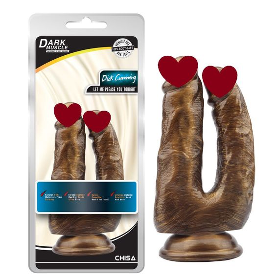 Фалоімітатор подвійний реалістичний Chisa Dark Muscle на присосці, золото sexstyle