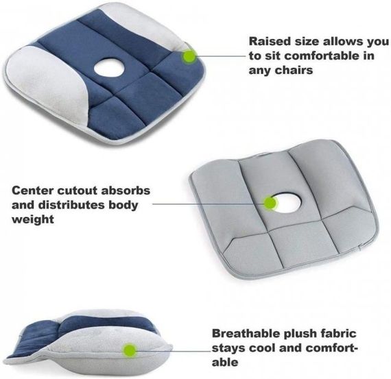 Ортопедична подушка для сидіння WOW Pure Posture Memory Foam Сидіння ортопедичне на стілець / автокрісло для розвантаження хребта | Зображення 3