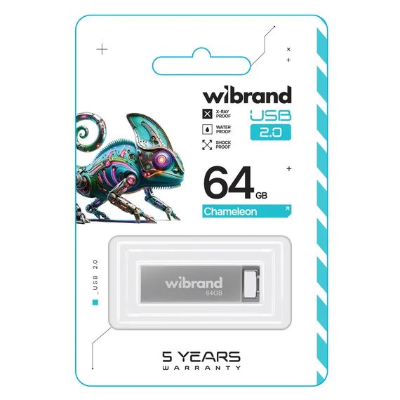 USB флеш накопичувач Wibrand 64GB Chameleon Silver USB 2.0 (WI2.0/CH64U6S) | Зображення 1