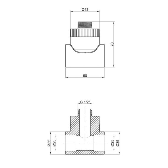Тройник PPR Thermo Alliance 25х1/2"х25 НР | Зображення 1