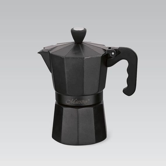 Кавоварка гейзерна алюмінієва Maestro MR-1666-3 BLACK 150 мл на 3 чашки для еспресо