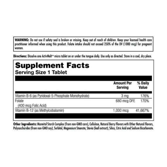 B-6 B-12 Folic Acid - 60 tabs Berry | Зображення 1