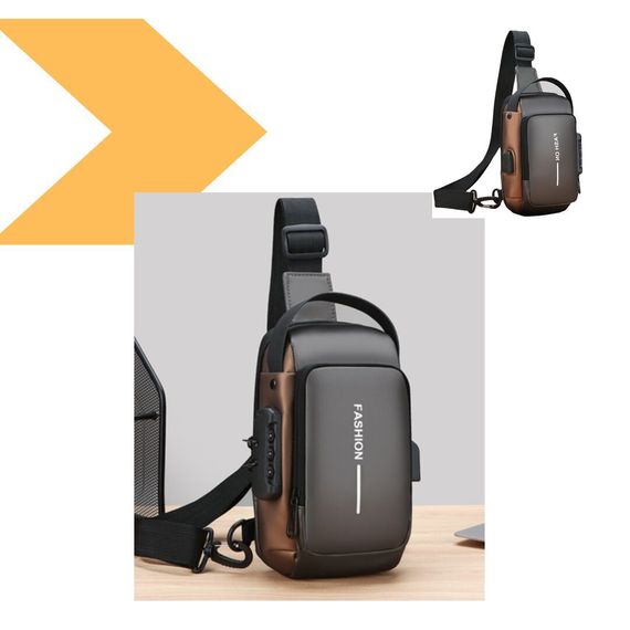 Сумка нагрудна водонепроникна YKK черная, серая, синя, коричнева XL1228 (47596-XL1228_171) | Зображення 1