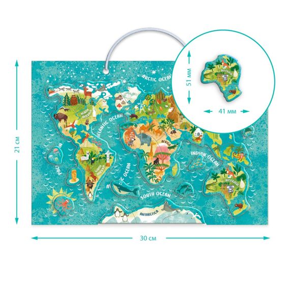 Дитяча магнітна мапа світу тварини 200267, 36 елементів | Зображення 6