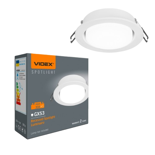 LED Світильник врізний під лампу GX53 білий VL-SPF27R-W Videx | Зображення 1