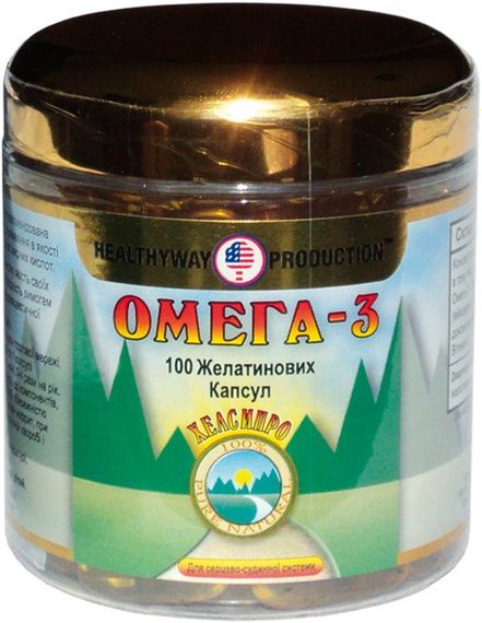 Омега-3, Omega-3, Healthyway Production Inc, 100 желатинових капсул