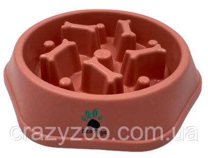 Миска для повільного годування для собак EcoToys пластикова коралова 23.5х4.5 см 6879 | Зображення 5