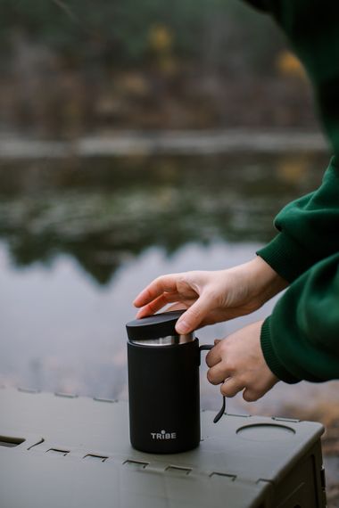 Чашка-термос Tribe Adventure Mug 450 мл, Термокружка трайб для походу, відпочинку та риболовлі, Чорний | Зображення 9
