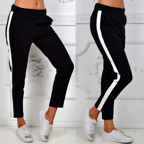 Штаны женские лампас чёрный XS M