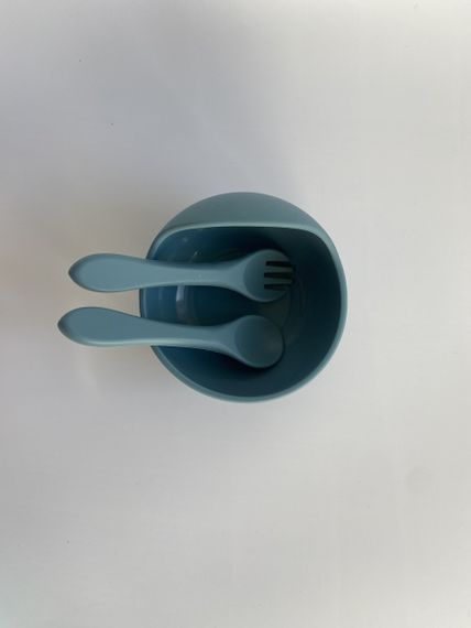 Глибока тарілка силіконова на присосці з приборами океан | Зображення 1