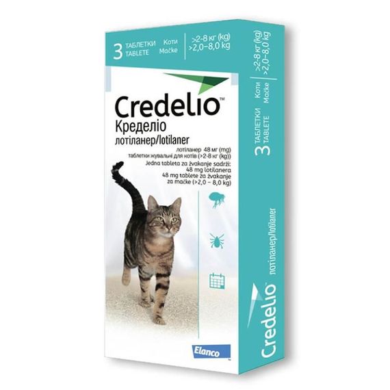 Elanco Credelio Tab Cat таблетки от блох и клещей для кошек, 3 шт