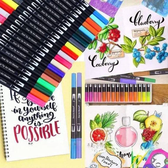 Набор двусторонних маркеров в удобной сумке 48шт Dual Brush