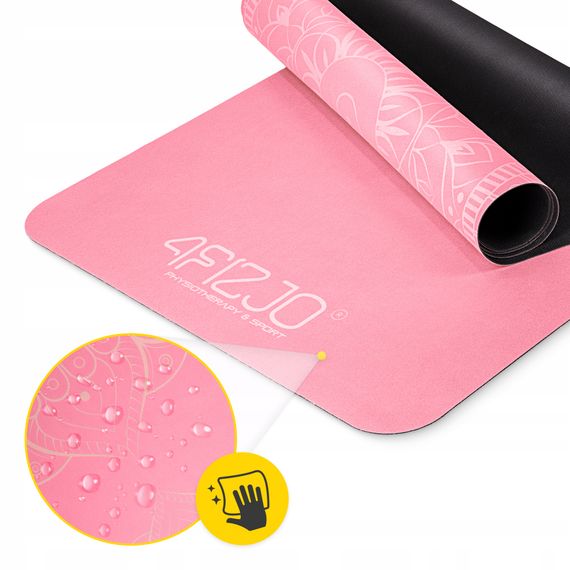Килимок (мат) спортивний 4FIZJO замша 183 x 61 x 0.15 см для йоги та фітнесу Pink (P-5905973404419) | Зображення 3