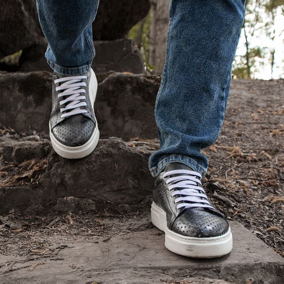 Кожаные кеды темно-серого цвета 41 44 размер | Зображення 4