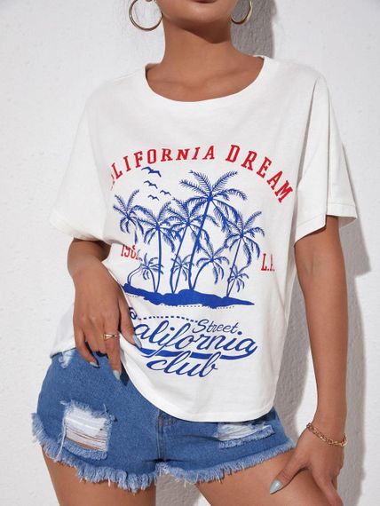 Футболка женская с принтом повседневная S Белая