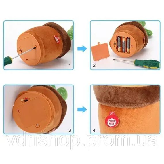 Кактус що танцює, світло-музична іграшка , Dancing Cactus TikTok кактус у вазоні 34 см | Зображення 1