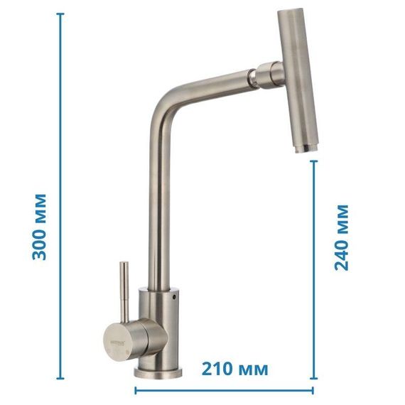 Смеситель кухонный с поворотным аэратором MIXXUS SUS 017 (SS0009) | Зображення 1