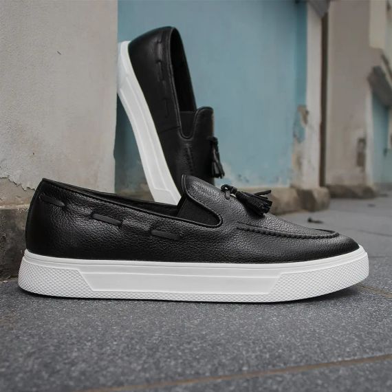 Легкие черные мужские лоферы на белой подошве 45 размер | Зображення 3