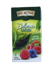 Чай зелений листовий з малиною Big-Active Herbata Zielona z owocem maliny, 100г Польща
