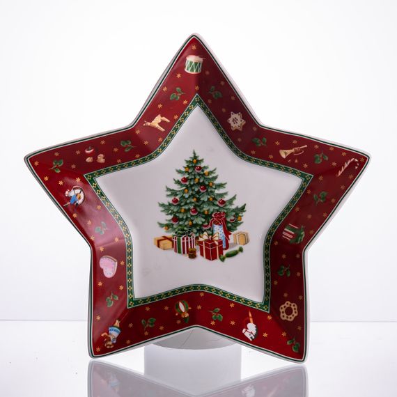 Сервірувальне новорічне блюдо для закусок Christmas 25,5 (см) з порцеляни HP-SDHK-19