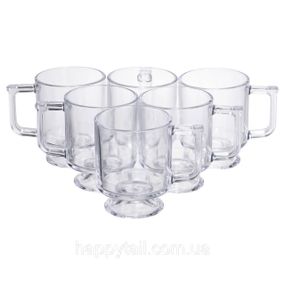 Набор чашек 6 шт для чая и кофе Goblet по 300 (мл) кружки стеклянные Прозрачный HP-19-L6