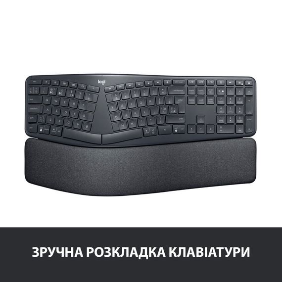 Клавіатура Logitech ERGO K860 Bluetooth/Wireless UA Black (920-010108) | Зображення 1