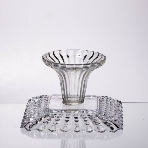 Тортівниця скляна квадратна на ніжці, 16×16 см 64486-17 | Зображення 1