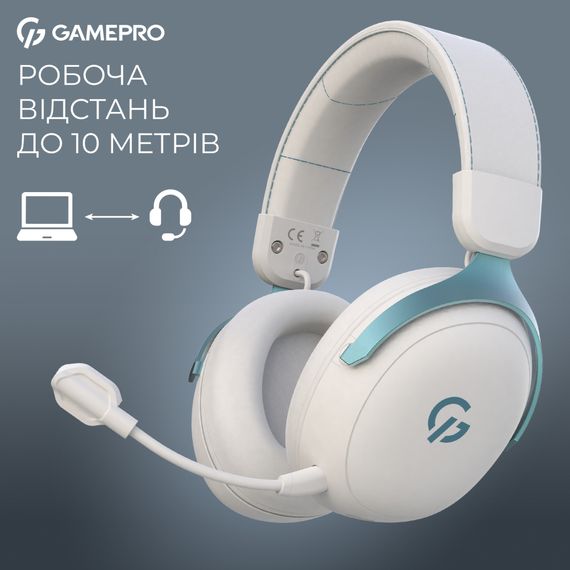 Навушники GamePro Asgard Freya Pro Wireless White/Blue (HSW201WB) | Зображення 6