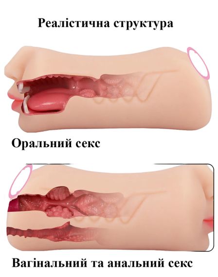 Двосторонній чоловічий мастурбатор 3 в 1 тілесного кольору | Зображення 4