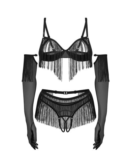 Комплект Obsessive Rossay Black 4-pcs crotchless set 2XL/3XL Sex Aura | Зображення 4