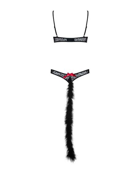 Еротичний костюм гепарду Obsessive Gepardina 3 pcs costume L/XL, чорний, хутряне оздоблення, монокін sexstyle | Зображення 5