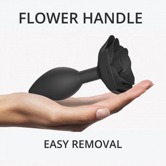 Силиконовая анальная пробка Love To Love OPEN ROSES L SIZE - BLACK ONYX | Зображення 3