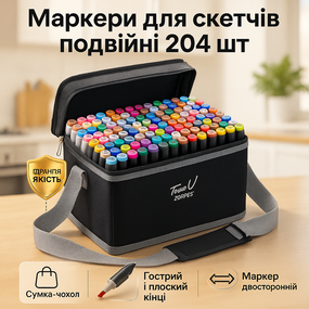 Професійні двосторонні маркери, Набір скетч-маркерів у сумці, Маркери двосторонні професійні спиртові MZ-81